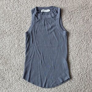 Zara Blue/Gray Ribbed Tank Top Women’s Size S